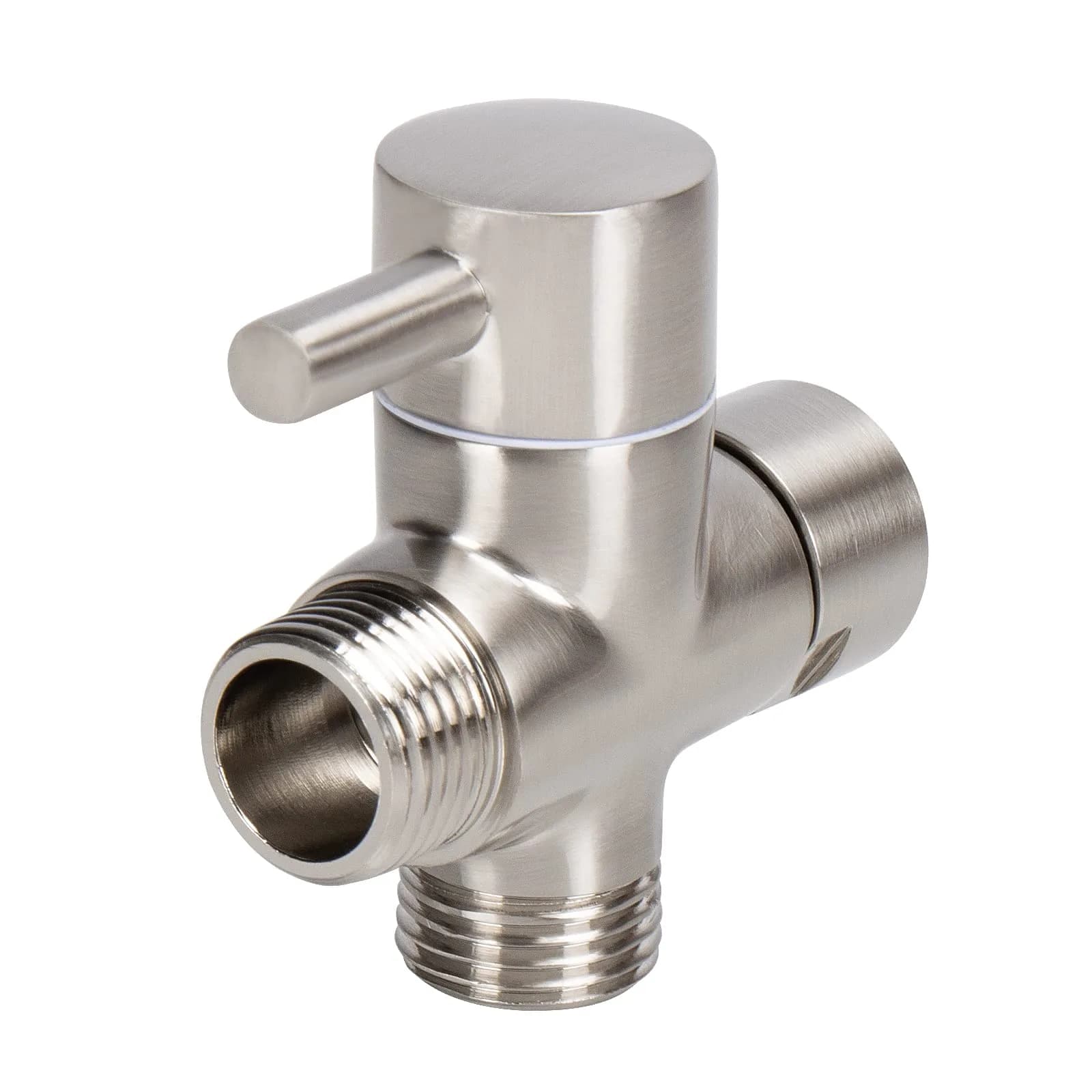 NearMoon Solid Brass G1/2" Shower Arm All Metal Universal 3-Way Diverter Valve for Handheld and Fixed Head, Brushed Nickel