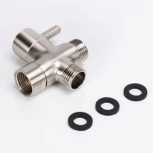 NearMoon Solid Brass G1/2" Shower Arm All Metal Universal 3-Way Diverter Valve for Handheld and Fixed Head, Brushed Nickel thumbnail 6