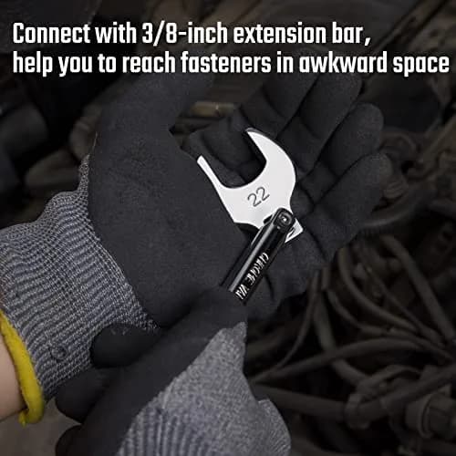 DURATECH 19-Piece 3/8" Drive Crowfoot Wrench Set with 2 Extension Bars | Metric & SAE for Tight Spaces thumbnail 4