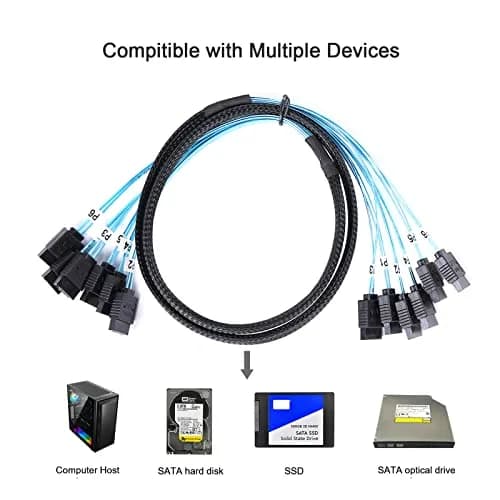 ADCAUDX SATA-III Cable 1M (3.3ft) 6Gbps, 6-Pack Braided Nylon Data Cable | Secure Locking Latch for Internal Drives thumbnail 6