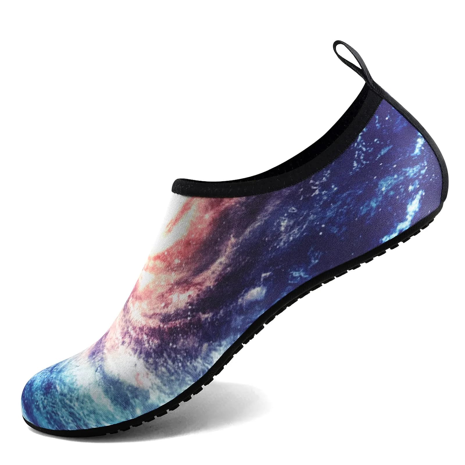 ATHMILE Quick-Dry Water Shoes for Women & Men, Galaxy Print, 25cm (9.84in) | Breathable Barefoot Aqua Socks for Beach & Pool
