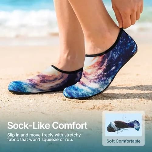 ATHMILE Quick-Dry Water Shoes for Women & Men, Galaxy Print, 25cm (9.84in) | Breathable Barefoot Aqua Socks for Beach & Pool thumbnail 4