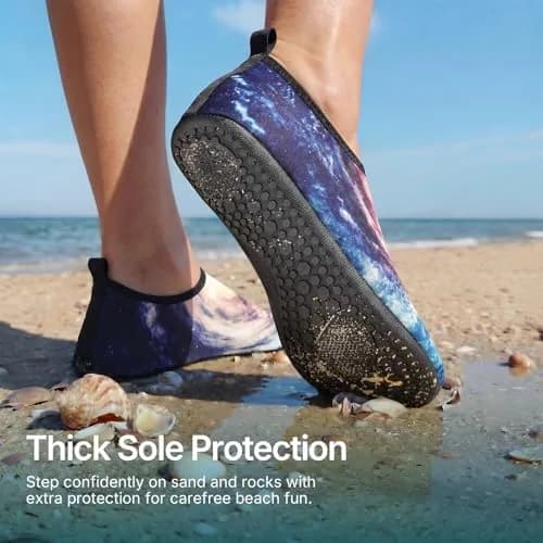 ATHMILE Quick-Dry Water Shoes for Women & Men, Galaxy Print, 25cm (9.84in) | Breathable Barefoot Aqua Socks for Beach & Pool thumbnail 2