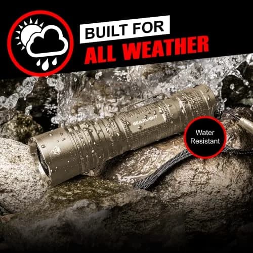 GearLight TAC LED Flashlight Pack - 2 Compact Tactical Flashlights with High Lumens for Outdoor & Emergency Use - Desert Tan thumbnail 6