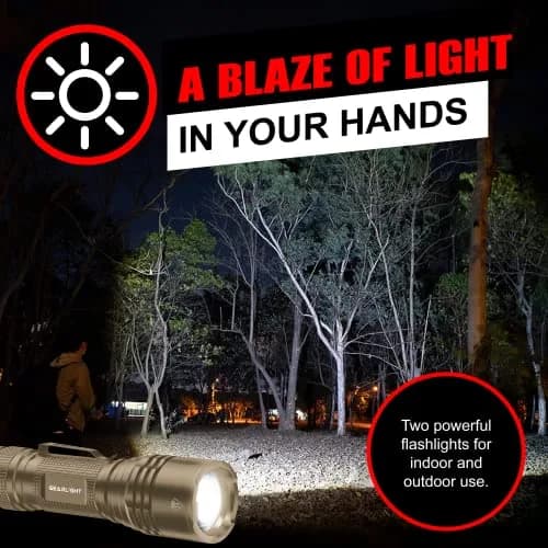 GearLight TAC LED Flashlight Pack - 2 Compact Tactical Flashlights with High Lumens for Outdoor & Emergency Use - Desert Tan thumbnail 2