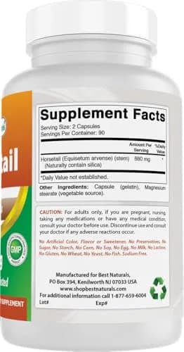 Best Naturals Horsetail 440 mg 180 Capsules | Gluten-Free, Non-GMO, Made in USA thumbnail 6
