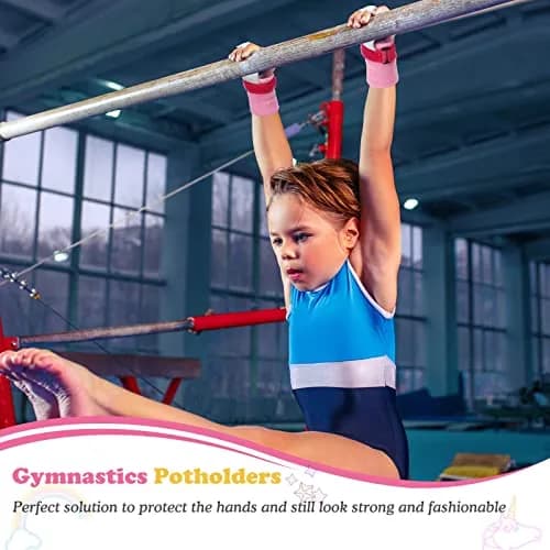 Skylety Gymnastic Grips for Kids, Unicorn Pattern with Pink Wristbands | Comfortable, Adjustable Fit thumbnail 5