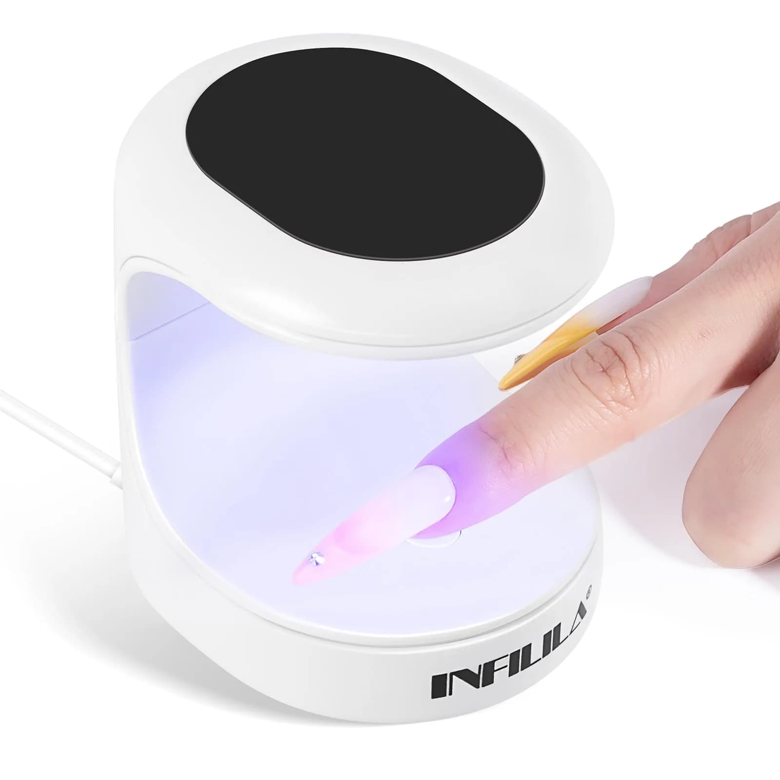NXJ INFILILA Mini UV LED Nail Lamp 16W, Portable USB Gel Dryer | Single Finger Curing — Black