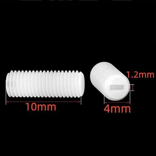 NACX M4 x 10mm Slotted Head Set Screws | Plastic Headless Grub Screws in White Nylon thumbnail 2