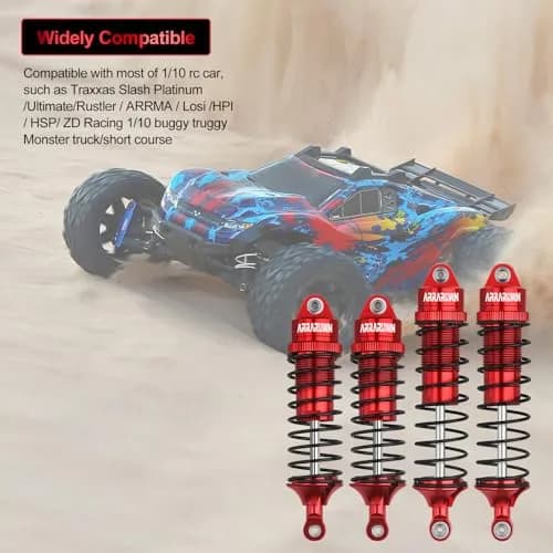 ARRAROWN 4PCS RC Car Shock Set 100mm/90mm Front & 115mm/105mm Rear | CNC Machined Alloy Upgrade thumbnail 2