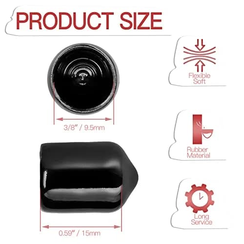 Jamiikury Rubber End Caps 120PCS | 9.5mm ID Vinyl Flexible Screw Thread Protectors thumbnail 2