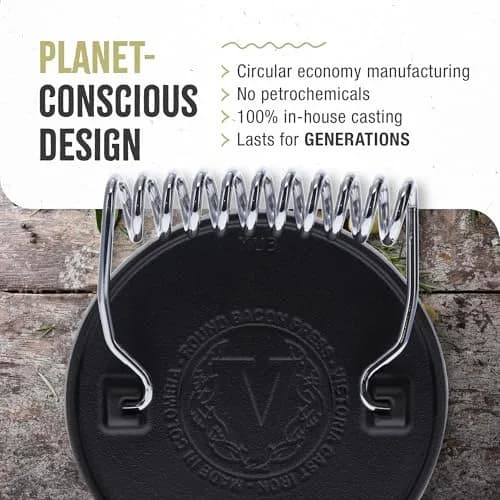Victoria Round Cast-Iron Meat Press with Wire Handle 2.4 lbs | Preseasoned, Durable & Versatile thumbnail 5