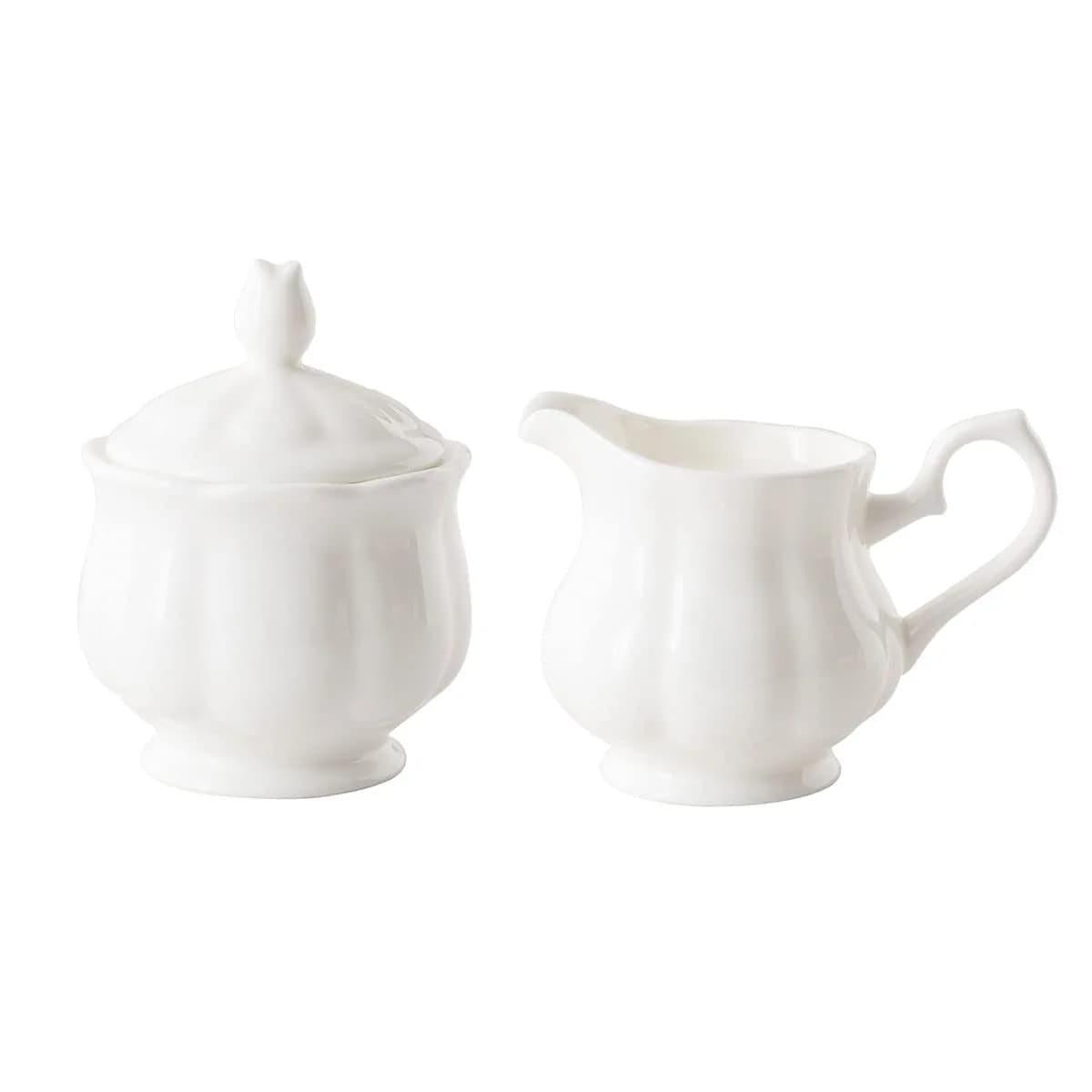 Bicuzat Pure White Fine Bone China Sugar Bowls Set 355ml (12 oz) | Classic Solid Design — WhiteFlower