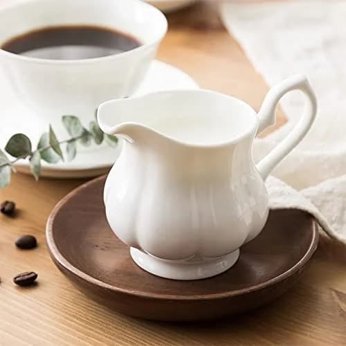 Bicuzat White Flower Shape Porcelain Sugar Bowl and Creamer Set with Lid 210ml (7 OZ) | Elegant Tableware for Tea Parties thumbnail 4