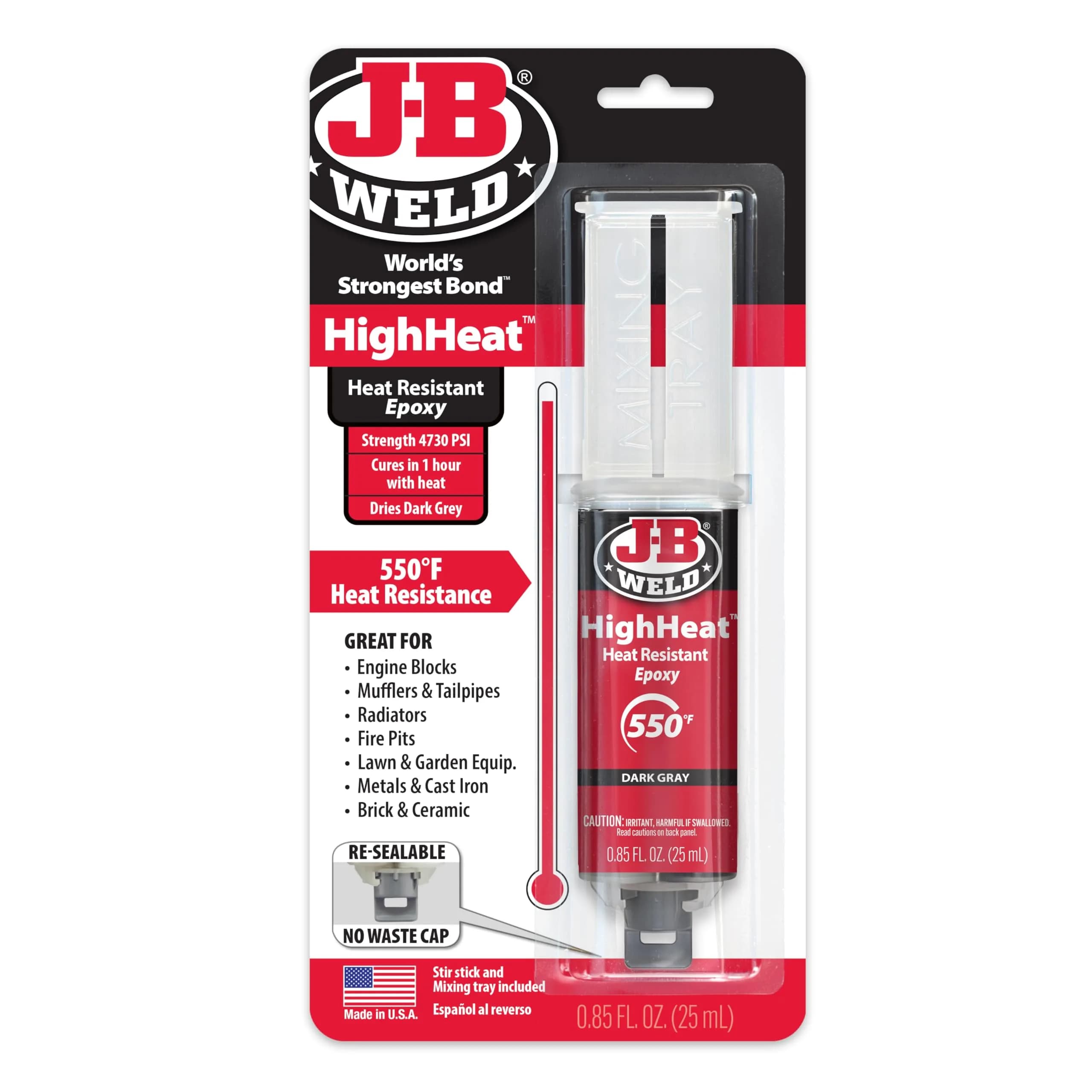 J-B Weld High Heat Epoxy Syringe 25ml | Heat-Resistant Bonding Adhesive for High Temperatures
