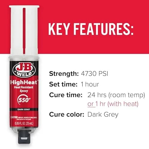 J-B Weld High Heat Epoxy Syringe 25ml | Heat-Resistant Bonding Adhesive for High Temperatures thumbnail 4