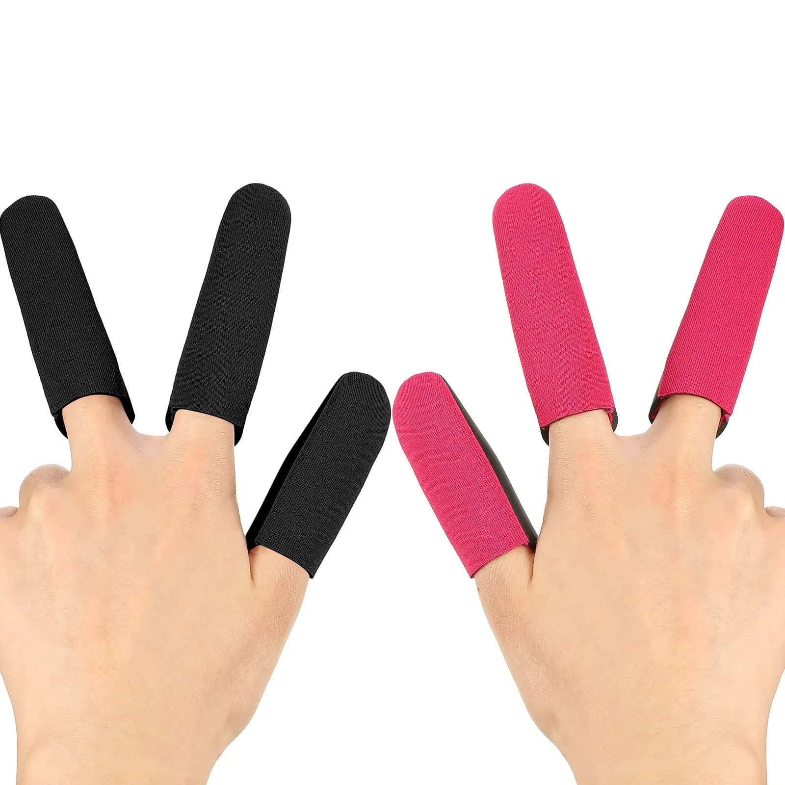Nuanchu Heat Resistant Finger Guards for Hair Styling, 6 Pieces (Black & Rose Red) | Protects Thumb, Index & Middle Fingers - main product image