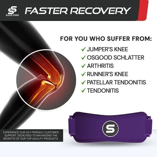 SS SLEEVE STARS Patellar Tendon Support Strap for Adults | Adjustable Knee Brace for Osgood Schlatter & Knee Pain Relief thumbnail 2