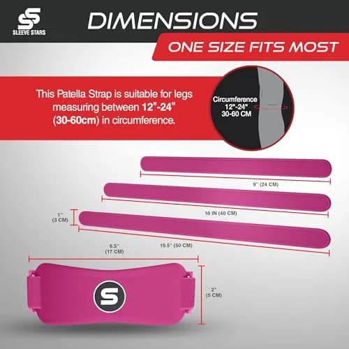 SS SLEEVE STARS Patellar Tendon Support Strap for Knee Pain Relief - Adjustable Fit for Adults & Youth - Hot Pink thumbnail 4