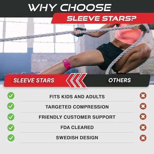 SS SLEEVE STARS Patellar Tendon Support Strap for Knee Pain Relief - Adjustable Fit for Adults & Youth - Hot Pink thumbnail 3