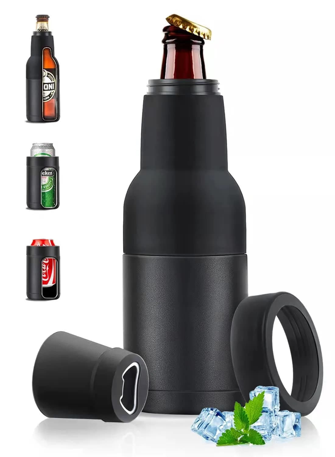 Stepstall Beer Gifts for Men, 12 oz Can & Bottle Cooler with Opener | Vacuum Insulated Stainless Steel - main product image