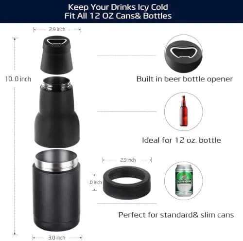 Stepstall Beer Gifts for Men, 12 oz Can & Bottle Cooler with Opener | Vacuum Insulated Stainless Steel thumbnail 5