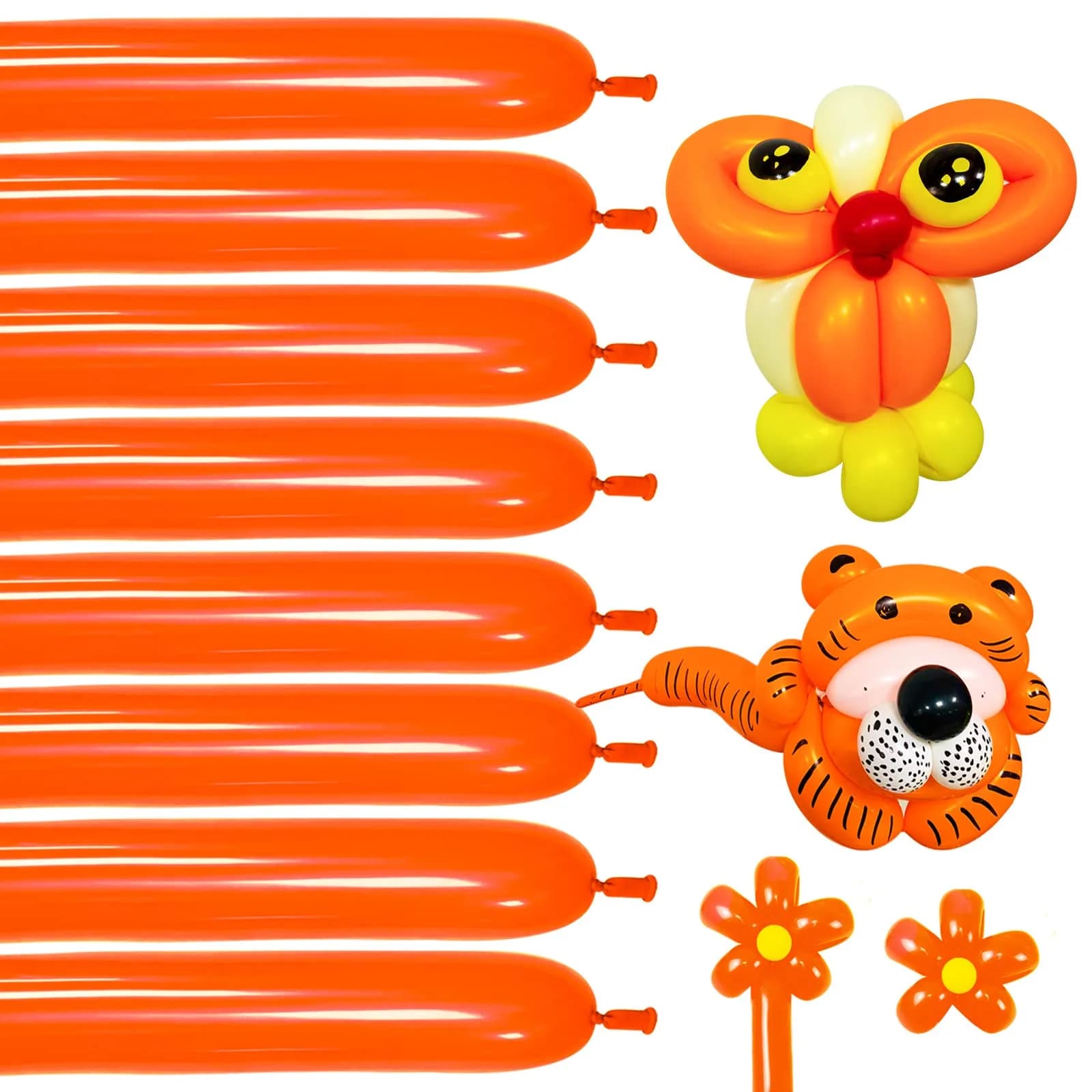 KUULBELA Red 260q Latex Twisting Balloons 100 Count | Thickened Latex for Animal Models & Party Decor — Orange