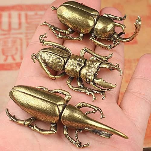 brandname Solid Copper Simulation Beetle Decorations Brass Taurus Insect Miniatures 3 pcs | Unique Brass Home Decor thumbnail 6
