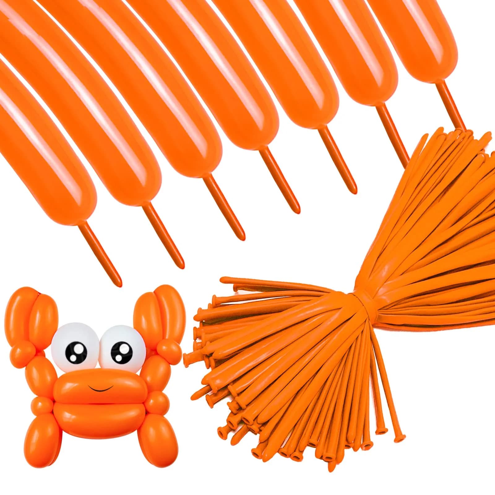 ASIUHY Clear Long Balloons 100 Pack | Twisting Animal Balloon for Parties & Birthdays — Orange Long Balloons for Arch