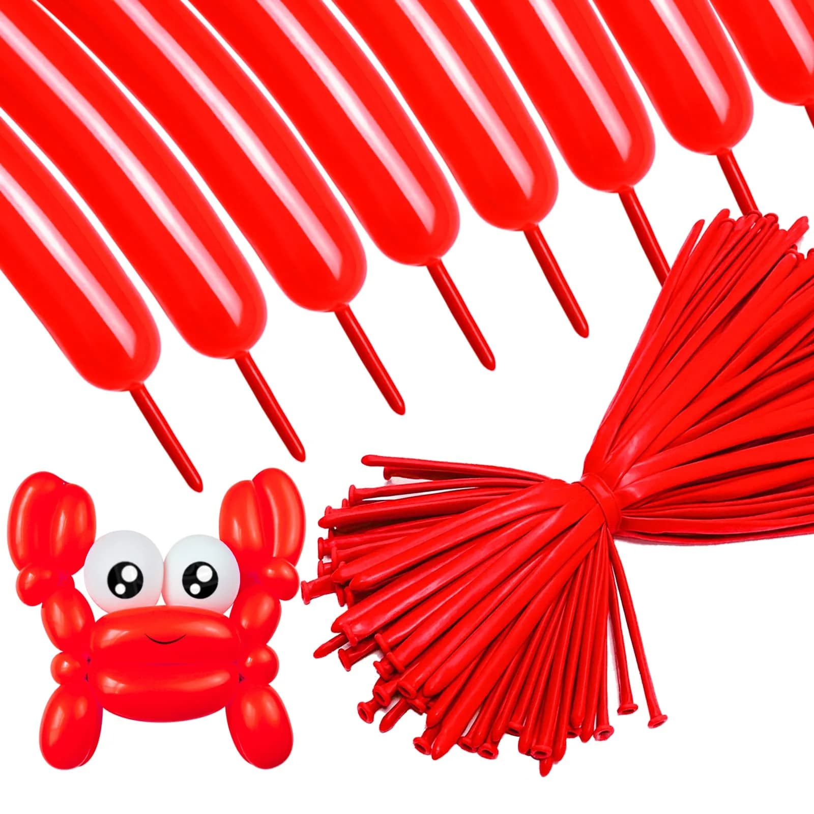 ASIUHY Clear Long Balloons 100 Pack | Twisting Animal Balloon for Parties & Birthdays — Red