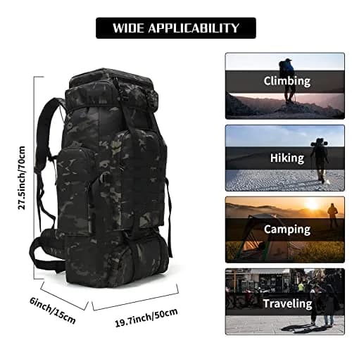 W WINTMING 70L Hiking Backpack for Men | Water-Resistant 900D Oxford Tactical Rucksack with Molle System thumbnail 5