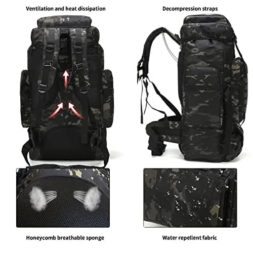W WINTMING 70L Hiking Backpack for Men | Water-Resistant 900D Oxford Tactical Rucksack with Molle System thumbnail 2