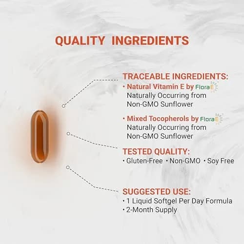 Naturalis Sunflower Vitamin E 670mg (1000 IU) with Mixed Tocopherols | Essential Skin & Immune Support | Non-GMO, Gluten & Soy Free | 60 Softgels thumbnail 3