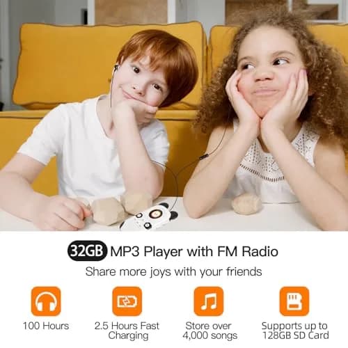 RUIZU Cute Panda MP3 Player for Kids 64GB | Bluetooth 5.3, Built-in Speaker, Expandable to 128GB thumbnail 6