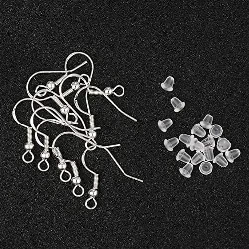 HOLLOSPORT Sterling Silver Plated Earring Hooks & Silicone Backs - 48 Pairs | Hypoallergenic Fish Ear Wire Findings for Jewelry Making thumbnail 3