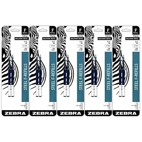 Zebra Pen F-Refill Ballpoint Pen Refills, Blue Ink, 0.7mm Fine Point, 10-Pack | Smooth Writing Performance thumbnail 1