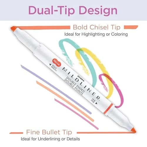 Zebra Pen Mildliner Highlighters Neutral Vintage Dual Tip 5-Pack | Smooth Ink Flow thumbnail 2