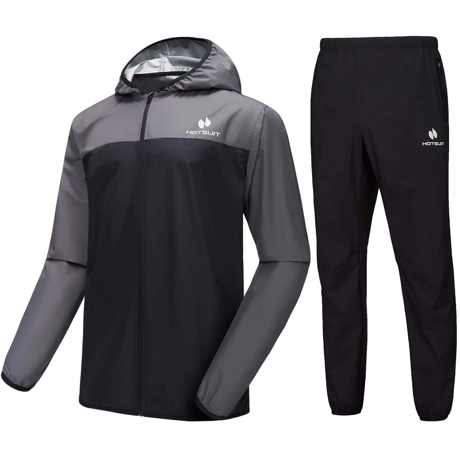 HOTSUIT Sauna Suit for Men Weight Loss Sweat Suits Gym Workout Exercise Sauna Jacket Pant Full Body, Gray, M | Scientific Water Weight Loss - main product image