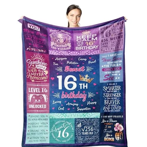 Wisegem Sweet 16 Blanket 60" x 50" | Perfect Gift for 16th Birthday Girl thumbnail 1