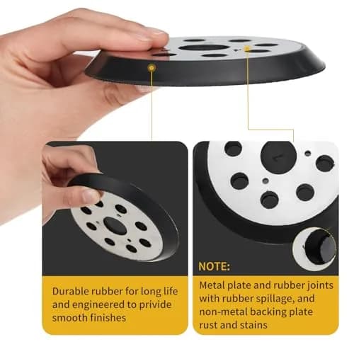 Gnellkoor 5 Inch Orbital Sander Pad Replacement | 8 Dust Holes, 3 Screw Holes, 1 Inch Arbor thumbnail 6