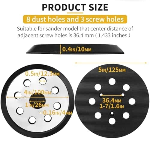 Gnellkoor 5 Inch Orbital Sander Metal Pad Replacement 3 Pack | Durable Metal & Rubber Construction thumbnail 3