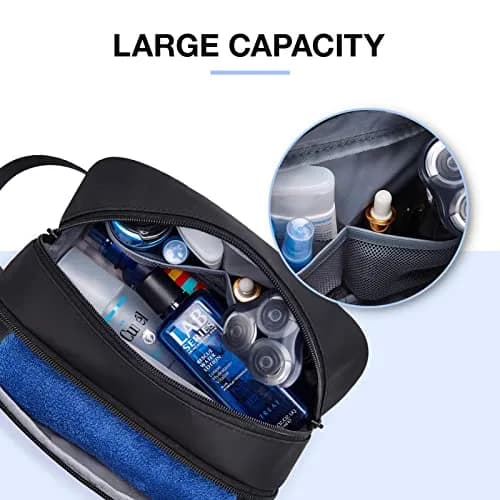 BAGSMART Travel Toiletry Bag for Men, Dopp Kit Water Resistant Shaving Bag for Toiletries Accessories, Black-Medium | Lightweight & TSA Approved thumbnail 4