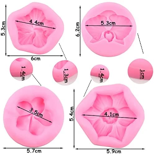 ZiXiang Flower Silicone Molds Set of 4 | Food Grade Plumeria Orchid Fondant Molds for Cake Decorating thumbnail 4