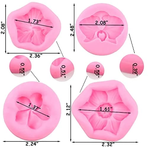 ZiXiang Flower Silicone Molds Set of 4 | Food Grade Plumeria Orchid Fondant Molds for Cake Decorating thumbnail 3