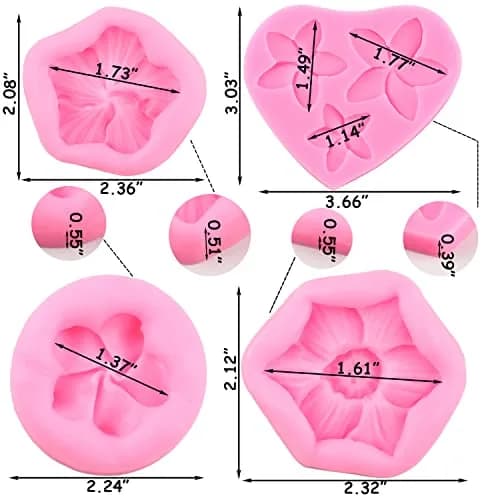 ZiXiang Plumeria Flower Silicone Mold Set | 4-Piece Tropical Flower Fondant & Chocolate Molds thumbnail 4
