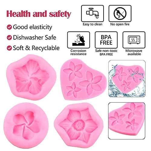 ZiXiang Plumeria Flower Silicone Mold Set | 4-Piece Tropical Flower Fondant & Chocolate Molds thumbnail 2