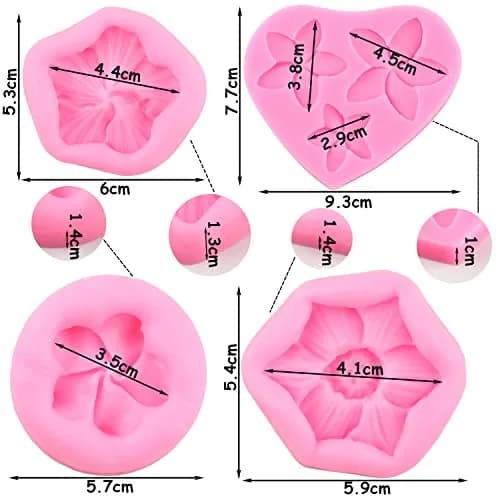 ZiXiang Plumeria Flower Silicone Mold Set | 4-Piece Tropical Flower Fondant & Chocolate Molds thumbnail 3