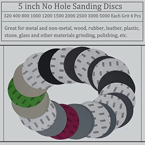 Aewio 5 inch No Hole Sanding Discs 40PCS (125mm) | Grit #320-#5000 Wet Dry Silicon Carbide for Orbital Sanders thumbnail 6