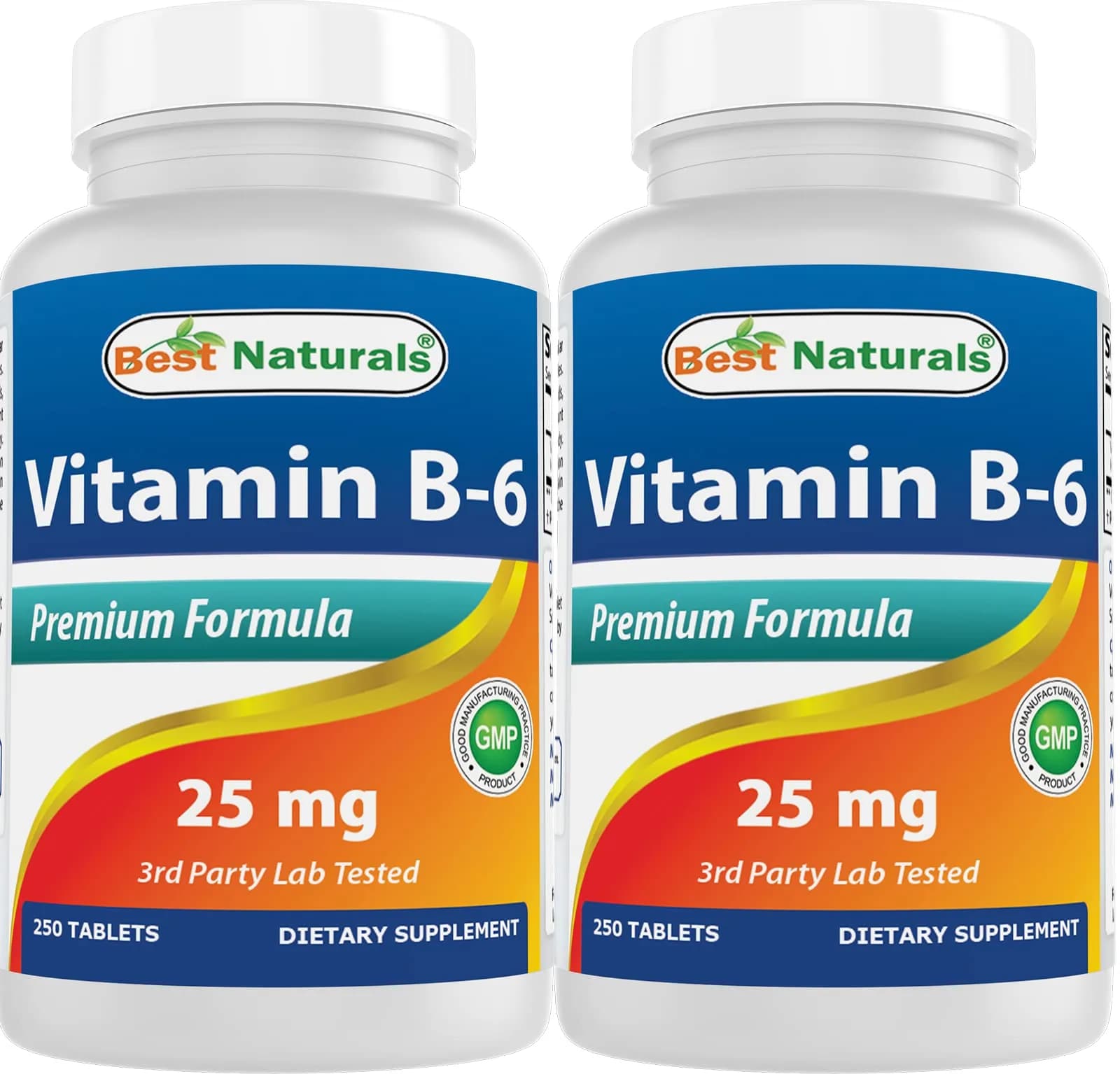 Best Naturals Vitamin B6 25mg 250 Tablets | 250 Count (Pack of 2) | Non-GMO & Gluten-Free