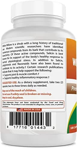 Best Naturals White Willow Bark 400 mg 180 Capsules | Supports Pain & Inflammation thumbnail 7